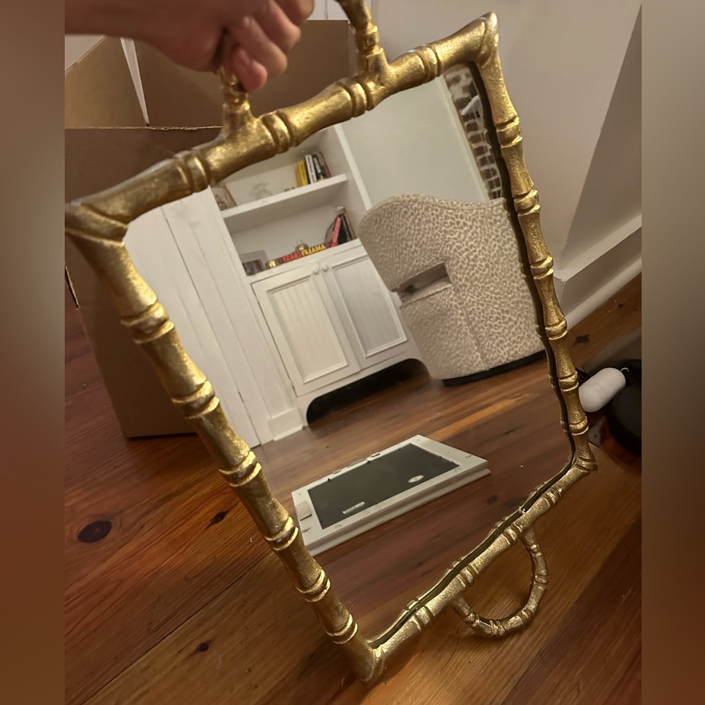 Gold bamboo and glass decorate mirror piece
